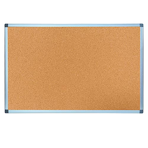 BIBOC Cork Bulletin Board,Felt Board, Pin Board, Notice Board, Memo Board for Homes or Offices,18 X 24 Inches, Silver Aluminium Frame