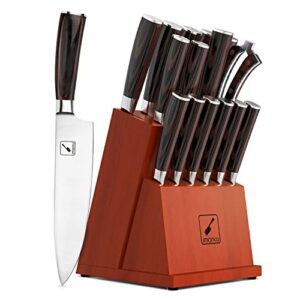 knife set, imarku 16-piece premium kitchen knife set, ultra sharp japanese stainless steel knife set with block and knife sharpener, all-in-one practical knives set for kitchen, father day gifts