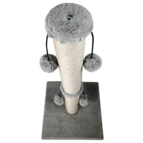 Dimaka 29'' Cat Scratching Post, Natural Sisal Rope Scratch Post with 4 Teasing Toy Balls for Large Cats (Grey)