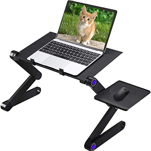 SYITCUN Laptop Table Adjustable Stand for Bed Sofa All Aluminium Alloy Standing Office Ergonomic Office Laptop Desk Portable Lightweight Compatible Notebook Tablets with Adjustable Mouse Pad