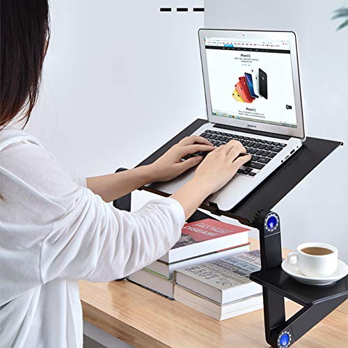 SYITCUN Laptop Table Adjustable Stand for Bed Sofa All Aluminium Alloy Standing Office Ergonomic Office Laptop Desk Portable Lightweight Compatible Notebook Tablets with Adjustable Mouse Pad