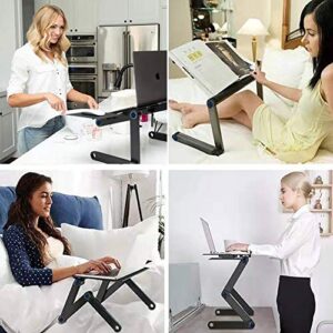 SYITCUN Laptop Table Adjustable Stand for Bed Sofa All Aluminium Alloy Standing Office Ergonomic Office Laptop Desk Portable Lightweight Compatible Notebook Tablets with Adjustable Mouse Pad