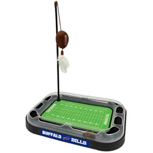pets first nfl buffalo bills football field cat scratcher toy with catnip filled plush football toy & feather cat toy hanging, with jingle bell interactive ball cat chasing 5-in-1 kitty toy