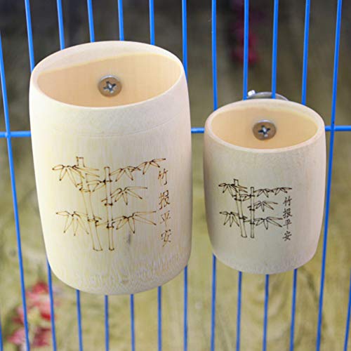 Balacoo Food Container 2Pcs Bird Feeding Cups Parrot Bird Cage Bamboo Food Water Dish Container Feeder Bowls Food Containers