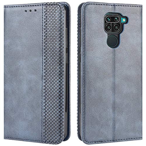 HualuBro Xiaomi Redmi Note 9 Case, Retro PU Leather Full Body Shockproof Wallet Flip Case Cover with Card Slot Holder and Magnetic Closure for Xiaomi Redmi Note 9 Phone Case (Blue)