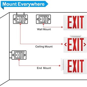 Litufine Ultra Slim LED Exit Sign, Red Letter Emergency exit Lights, 120V-277V Universal Mounting Double Face (1-Pack)