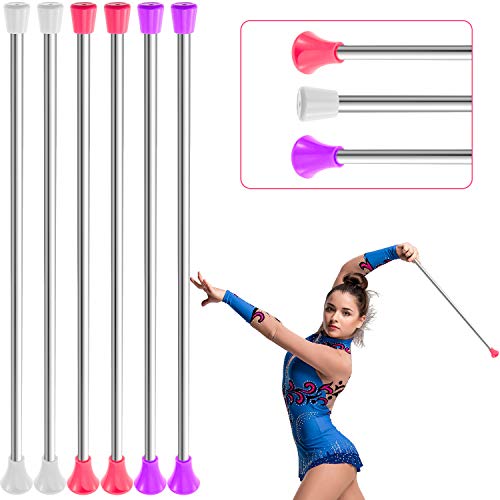 6 Pieces Twirling Batons Unisex Kids' Gymnastics Twirling Baton Dance Baton for Kids Girls Talent Shows, Artistic Dancing, Baton Twirling, Pink, White, Purple