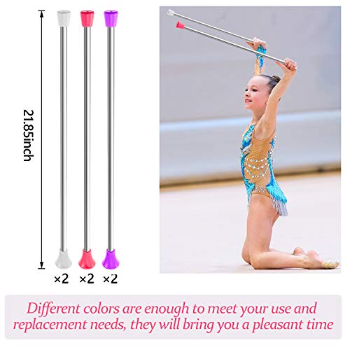 6 Pieces Twirling Batons Unisex Kids' Gymnastics Twirling Baton Dance Baton for Kids Girls Talent Shows, Artistic Dancing, Baton Twirling, Pink, White, Purple