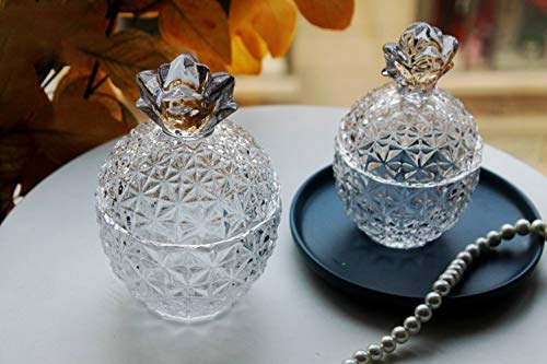 Crystal Glass Pineapple Embossed Candy Jar Candy Dish Food Storage Jar with Lid