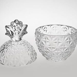 Crystal Glass Pineapple Embossed Candy Jar Candy Dish Food Storage Jar with Lid