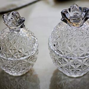 Crystal Glass Pineapple Embossed Candy Jar Candy Dish Food Storage Jar with Lid