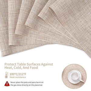 SENDAY Placemats, Set of 8 Heat-Resistant Placemats Stain Resistant Anti-Skid Placemats for Kitchen Table, Washable Durable PVC Table Mats Woven Vinyl Placemats