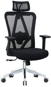 halter ergonomic office chair with lumbar support, executive mesh desk chair computer chair with swivel, headrest, and armrests, height adjustable comfortable task chair with rolling casters, black