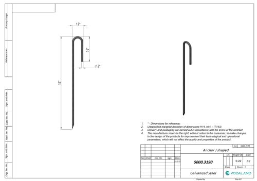 Vodaland Rebar Stakes J Hook Extra Heavy Duty 1/4 inch Rust Proof Coated Steel Ground Anchors with Chisel Point End (10)