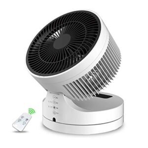 dfly foldable desktop electric fan with remote control, oscillating quiet air circulation fan, 3 speed and 7h timing, portable floor fan for bedroom living rooms kitchen office