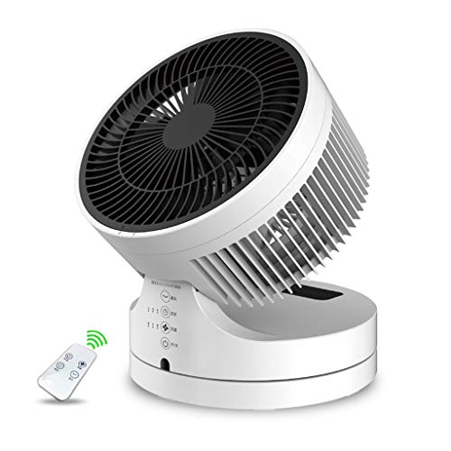 DFLY Foldable Desktop Electric Fan with Remote Control, Oscillating Quiet Air Circulation Fan, 3 Speed and 7H Timing, Portable Floor Fan for Bedroom Living Rooms Kitchen Office