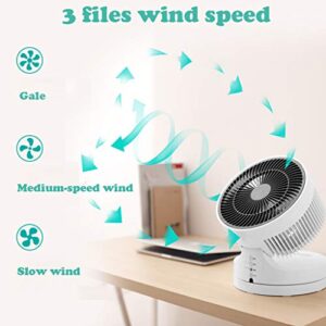 DFLY Foldable Desktop Electric Fan with Remote Control, Oscillating Quiet Air Circulation Fan, 3 Speed and 7H Timing, Portable Floor Fan for Bedroom Living Rooms Kitchen Office