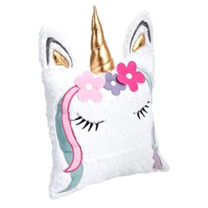amazon basics kids unicorn kingdom decorative pillow - unicorn face