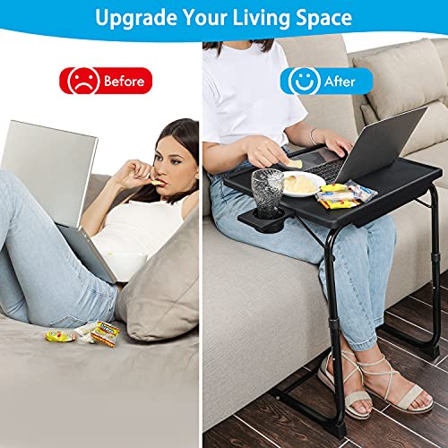 LORYERGO TV Tray - TV Table, Folding Table Trays, w/6 Height & 3 Tilt Angle, w/Cup Holder, Dinner Tray for Eating on Couch, Laptop, Bed & Couch