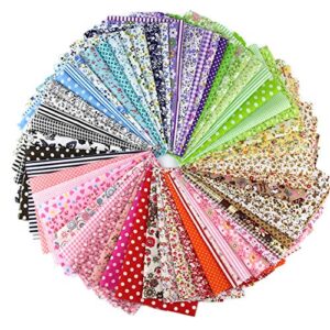 50pcs 4" x 4" (10cm x 10cm) top cotton craft fabric bundle squares patchwork diy sewing scrapbooking quilting floral dot pattern artcraft 500cs mix color