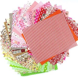 50pcs 4" x 4" (10cm x 10cm) Top Cotton Craft Fabric Bundle Squares Patchwork DIY Sewing Scrapbooking Quilting Floral Dot Pattern Artcraft 500cs Mix Color