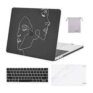 mosiso compatible with macbook pro 13 inch case m2 2023, 2022, 2021-2016 a2338 m1 a2251 a2289 a2159 a1989 a1708 a1706, plastic face sketch hard shell case&keyboard cover&screen protector&pouch, black