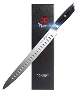 tuo slicing carving knife 12 inch - slicing carving knife for brisket turkey meat german steel with full tang pakkawood handle - falcon series with gift box