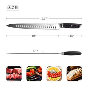 TUO Slicing Carving Knife 12 inch - Slicing Carving Knife for Brisket Turkey Meat German Steel with Full Tang Pakkawood Handle - FALCON SERIES with Gift Box