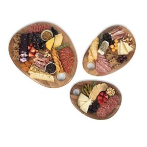 TOSCANA - a Picnic Time brand Pebble Acacia Charcuterie Board 18" x 15" - Cheese Board - Wood Serving Platter, (Natural Acacia)