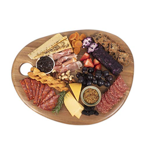 TOSCANA - a Picnic Time brand Pebble Acacia Charcuterie Board 18" x 15" - Cheese Board - Wood Serving Platter, (Natural Acacia)