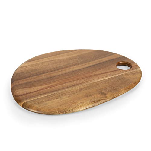 TOSCANA - a Picnic Time brand Pebble Acacia Charcuterie Board 18" x 15" - Cheese Board - Wood Serving Platter, (Natural Acacia)