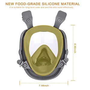 [Reusable Full Face Respirator] Paint Face Cover for Painting, Machine Polishing, Welding and Other Work Protection Gas mask Anti-Fog Large Field of View(15 in1 for 6800 Respirator)