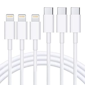 rctech usb c to lightning cable 3pack 3ft [mfi certified] iphone fast charger cable usb-c power delivery charging cord for iphone 13/12/12 pro max/12 mini/11/11pro/xs/max/xr/x/8/8plus/ipad, white