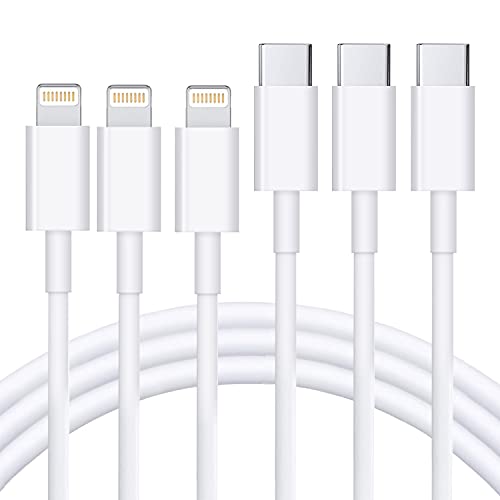 RCTech USB C to Lightning Cable 3Pack 3FT [MFi Certified] iPhone Fast Charger Cable USB-C Power Delivery Charging Cord for iPhone 13/12/12 PRO Max/12 Mini/11/11PRO/XS/Max/XR/X/8/8Plus/iPad, White