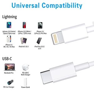 RCTech USB C to Lightning Cable 3Pack 3FT [MFi Certified] iPhone Fast Charger Cable USB-C Power Delivery Charging Cord for iPhone 13/12/12 PRO Max/12 Mini/11/11PRO/XS/Max/XR/X/8/8Plus/iPad, White