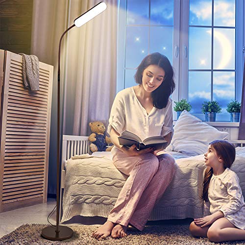 Wio-Mio Floor Lamp, 15w/1000lm Bright LED Floor Lamp with 4 Color Temperature and Stepless Dimmer, Remote and Touch Control Reading Lamp, Adjustable Gooseneck LED Floor Lamp for Living Room