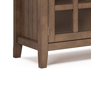 SIMPLIHOME Acadian SOLID WOOD Universal TV Media Stand, 60 Inch Wide, Transitional, for Flat Screen TVs up to 70 Inch, Rustic Natural Aged Brown