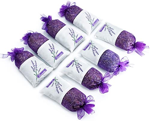 Sachets, Scented Sachets, Lavender Scented Sachets, Scented Sachet Bags of Lavender, Home Fragrance Sachets Gift Set, Lavender Sachet, Dried French Lavender Buds Bags for Drawers and Closets (8 Packs)