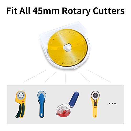 Titanium Rotary Cutter Blades 45mm 10 Pack Spare Replacement Blades with Improved Sharpness, Ideal for Quilting Scrapbooking Sewing Arts Crafts