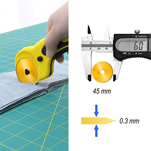 Titanium Rotary Cutter Blades 45mm 10 Pack Spare Replacement Blades with Improved Sharpness, Ideal for Quilting Scrapbooking Sewing Arts Crafts