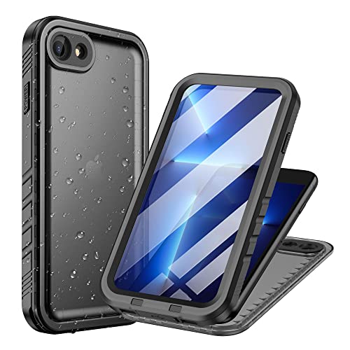 Cozycase Waterproof Case for iPhone SE 3rd 2022/iPhone SE 2nd 2020/iPhone 7/8 - Shockproof Full Body Rugged Sealed Case with Built-in Screen Protector Waterproof Case for iPhone SE3/SE2/7/8 (Black)