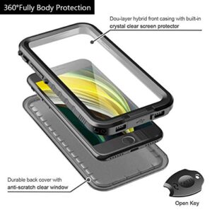 Cozycase Waterproof Case for iPhone SE 3rd 2022/iPhone SE 2nd 2020/iPhone 7/8 - Shockproof Full Body Rugged Sealed Case with Built-in Screen Protector Waterproof Case for iPhone SE3/SE2/7/8 (Black)