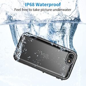 Cozycase Waterproof Case for iPhone SE 3rd 2022/iPhone SE 2nd 2020/iPhone 7/8 - Shockproof Full Body Rugged Sealed Case with Built-in Screen Protector Waterproof Case for iPhone SE3/SE2/7/8 (Black)