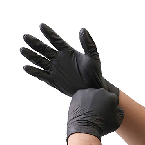 KOMI 100Pcs Disposable Nitrile Gloves,Waterproof Latex Gloves for Exam Gloves Powder Free Kitchen Food Safety Home Cleaning Car Repair Tattoo Car Wash(Black,XL-100PCS)