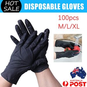 KOMI 100Pcs Disposable Nitrile Gloves,Waterproof Latex Gloves for Exam Gloves Powder Free Kitchen Food Safety Home Cleaning Car Repair Tattoo Car Wash(Black,XL-100PCS)