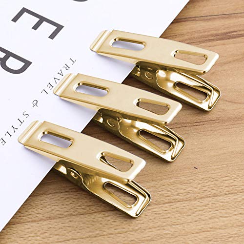 AITRAI Stainless Steel Clothespins-50 Pack Gold Clothespins Wire Metal Clothes Pins Laundry Clips for Outdoor Clothesline Home Kitchen Travel Office Decor Food Bag (Gold)