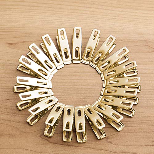 AITRAI Stainless Steel Clothespins-50 Pack Gold Clothespins Wire Metal Clothes Pins Laundry Clips for Outdoor Clothesline Home Kitchen Travel Office Decor Food Bag (Gold)