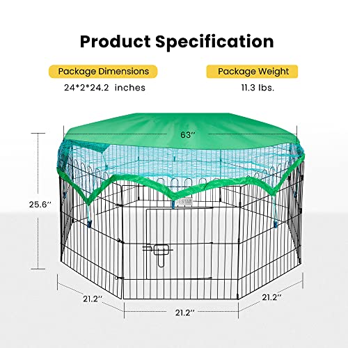 DEStar 8 Panel Foldable Outdoor Backyard Metal Coop Chicken Cage Enclosure Duck Rabbit Cat Crate Playpen Exercise Pen with Weather Proof Cover