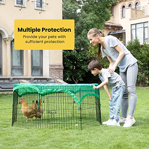 DEStar 8 Panel Foldable Outdoor Backyard Metal Coop Chicken Cage Enclosure Duck Rabbit Cat Crate Playpen Exercise Pen with Weather Proof Cover