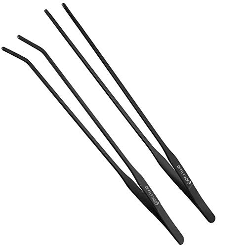 15" Aquarium Tweezers, Anti-rust Long Aquascaping Tools, Stainless Steel Feeding Tongs, Straight and Curved Forceps Nippers, Perfect for Planted Aquarium Fish Tank Reef Tank and Terrarium.